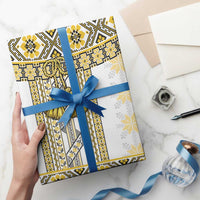 Ukraine Wrapping Paper Traditional Braided Rope Belt Yellow Folk Pattern - Wonder Print Shop