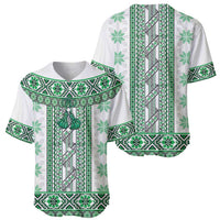 Ukraine Baseball Jersey Traditional Braided Rope Belt Green Folk Pattern