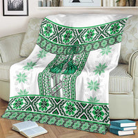 Ukraine Blanket Traditional Braided Rope Belt Green Folk Pattern