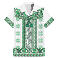 Ukraine Family Matching Mermaid Dress and Hawaiian Shirt Traditional Braided Rope Belt Green Folk Pattern