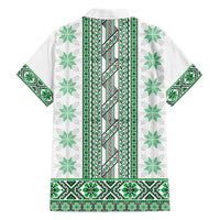 Ukraine Family Matching Short Sleeve Bodycon Dress and Hawaiian Shirt Traditional Braided Rope Belt Green Folk Pattern