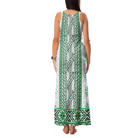 Ukraine Family Matching Tank Maxi Dress and Hawaiian Shirt Traditional Braided Rope Belt Green Folk Pattern