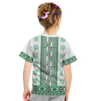 Ukraine Kid T Shirt Traditional Braided Rope Belt Green Folk Pattern