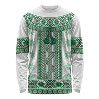Ukraine Long Sleeve Shirt Traditional Braided Rope Belt Green Folk Pattern