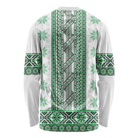 Ukraine Long Sleeve Shirt Traditional Braided Rope Belt Green Folk Pattern