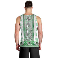Ukraine Men Tank Top Traditional Braided Rope Belt Green Folk Pattern