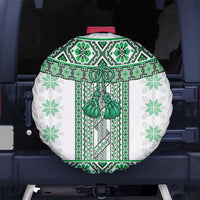 Ukraine Spare Tire Cover Traditional Braided Rope Belt Green Folk Pattern