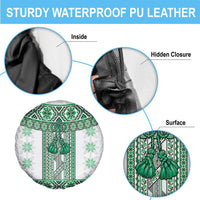 Ukraine Spare Tire Cover Traditional Braided Rope Belt Green Folk Pattern