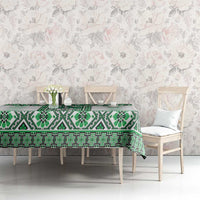 Ukraine Tablecloth Traditional Braided Rope Belt Green Folk Pattern