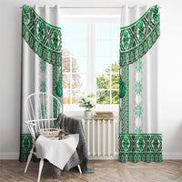 Ukraine Window Curtain Traditional Braided Rope Belt Green Folk Pattern