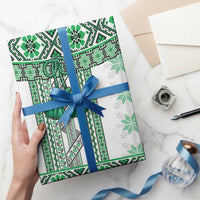 Ukraine Wrapping Paper Traditional Braided Rope Belt Green Folk Pattern - Wonder Print Shop