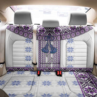 Ukraine Back Car Seat Cover Traditional Braided Rope Belt Purple Folk Pattern