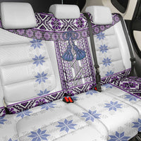 Ukraine Back Car Seat Cover Traditional Braided Rope Belt Purple Folk Pattern