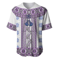 Ukraine Baseball Jersey Traditional Braided Rope Belt Purple Folk Pattern