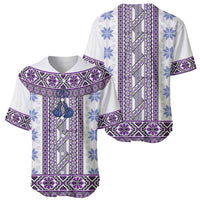 Ukraine Baseball Jersey Traditional Braided Rope Belt Purple Folk Pattern