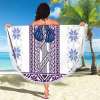 Ukraine Beach Blanket Traditional Braided Rope Belt Purple Folk Pattern