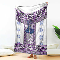 Ukraine Blanket Traditional Braided Rope Belt Purple Folk Pattern