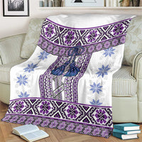 Ukraine Blanket Traditional Braided Rope Belt Purple Folk Pattern