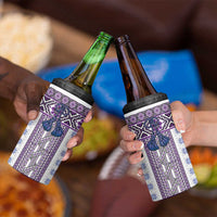 Ukraine 4 in 1 Can Cooler Tumbler Traditional Braided Rope Belt Purple Folk Pattern