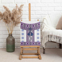 Ukraine Canvas Wall Art Traditional Braided Rope Belt Purple Folk Pattern