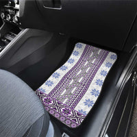 Ukraine Car Mats Traditional Braided Rope Belt Purple Folk Pattern