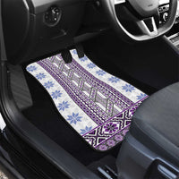 Ukraine Car Mats Traditional Braided Rope Belt Purple Folk Pattern