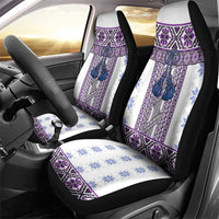 Ukraine Car Seat Cover Traditional Braided Rope Belt Purple Folk Pattern