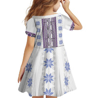 Ukraine Family Matching Off Shoulder Maxi Dress and Hawaiian Shirt Traditional Braided Rope Belt Purple Folk Pattern