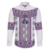 Ukraine Family Matching Short Sleeve Bodycon Dress and Hawaiian Shirt Traditional Braided Rope Belt Purple Folk Pattern