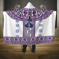 Ukraine Hooded Blanket Traditional Braided Rope Belt Purple Folk Pattern