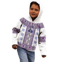 Ukraine Kid Hoodie Traditional Braided Rope Belt Purple Folk Pattern