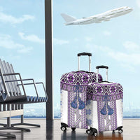 Ukraine Luggage Cover Traditional Braided Rope Belt Purple Folk Pattern