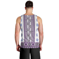 Ukraine Men Tank Top Traditional Braided Rope Belt Purple Folk Pattern