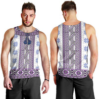 Ukraine Men Tank Top Traditional Braided Rope Belt Purple Folk Pattern