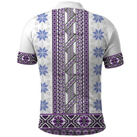 Ukraine Polo Shirt Traditional Braided Rope Belt Purple Folk Pattern