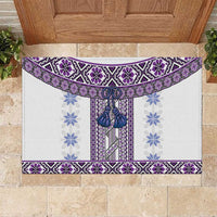Ukraine Rubber Doormat Traditional Braided Rope Belt Purple Folk Pattern