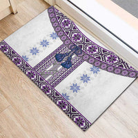 Ukraine Rubber Doormat Traditional Braided Rope Belt Purple Folk Pattern