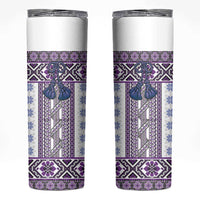 Ukraine Skinny Tumbler Traditional Braided Rope Belt Purple Folk Pattern