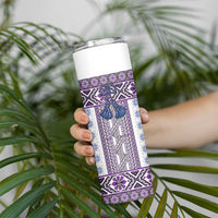 Ukraine Skinny Tumbler Traditional Braided Rope Belt Purple Folk Pattern