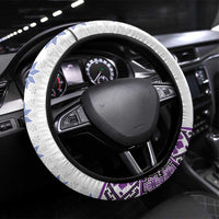 Ukraine Steering Wheel Cover Traditional Braided Rope Belt Purple Folk Pattern