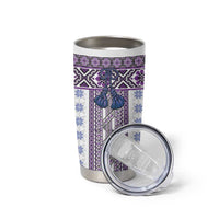 Ukraine Tumbler Cup Traditional Braided Rope Belt Purple Folk Pattern