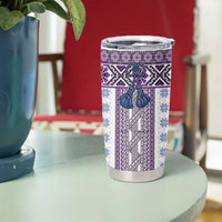 Ukraine Tumbler Cup Traditional Braided Rope Belt Purple Folk Pattern