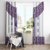 Ukraine Window Curtain Traditional Braided Rope Belt Purple Folk Pattern