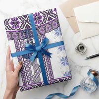 Ukraine Wrapping Paper Traditional Braided Rope Belt Purple Folk Pattern - Wonder Print Shop
