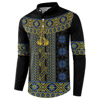 Ukraine Button Sweatshirt Traditional Braided Rope Belt Folk Pattern National Color