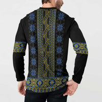 Ukraine Button Sweatshirt Traditional Braided Rope Belt Folk Pattern National Color
