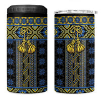 Ukraine 4 in 1 Can Cooler Tumbler Traditional Braided Rope Belt Folk Pattern National Color