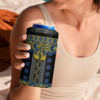 Ukraine 4 in 1 Can Cooler Tumbler Traditional Braided Rope Belt Folk Pattern National Color