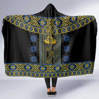 Ukraine Hooded Blanket Traditional Braided Rope Belt Folk Pattern National Color