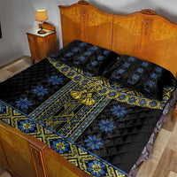 Ukraine Quilt Bed Set Traditional Braided Rope Belt Folk Pattern National Color